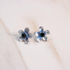 Vintage Silver with Blue Rhinestone Flower Earrings by Avon - Vintage Meet Modern Vintage Jewelry - Chicago, Illinois - #oldhollywoodglamour #vintagemeetmodern #designervintage #jewelrybox #antiquejewelry #vintagejewelry