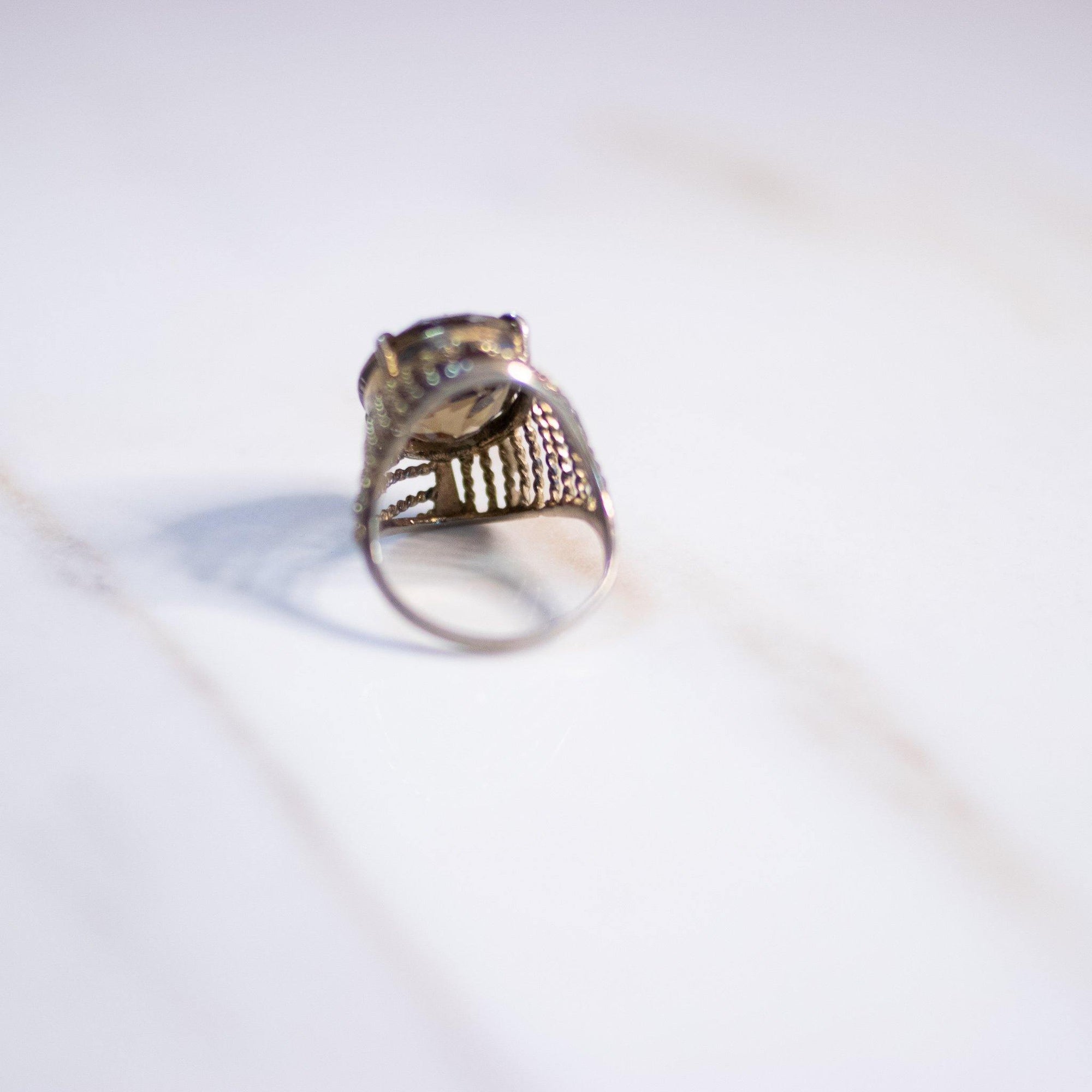 Vintage Smoky Quartz Statement Ring by Gold Filled - Vintage Meet Modern Vintage Jewelry - Chicago, Illinois - #oldhollywoodglamour #vintagemeetmodern #designervintage #jewelrybox #antiquejewelry #vintagejewelry