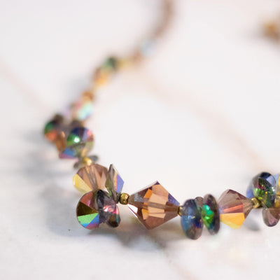 Vintage Topaz Aurora Borealis Beaded Necklace by Austria - Vintage Meet Modern Vintage Jewelry - Chicago, Illinois - #oldhollywoodglamour #vintagemeetmodern #designervintage #jewelrybox #antiquejewelry #vintagejewelry