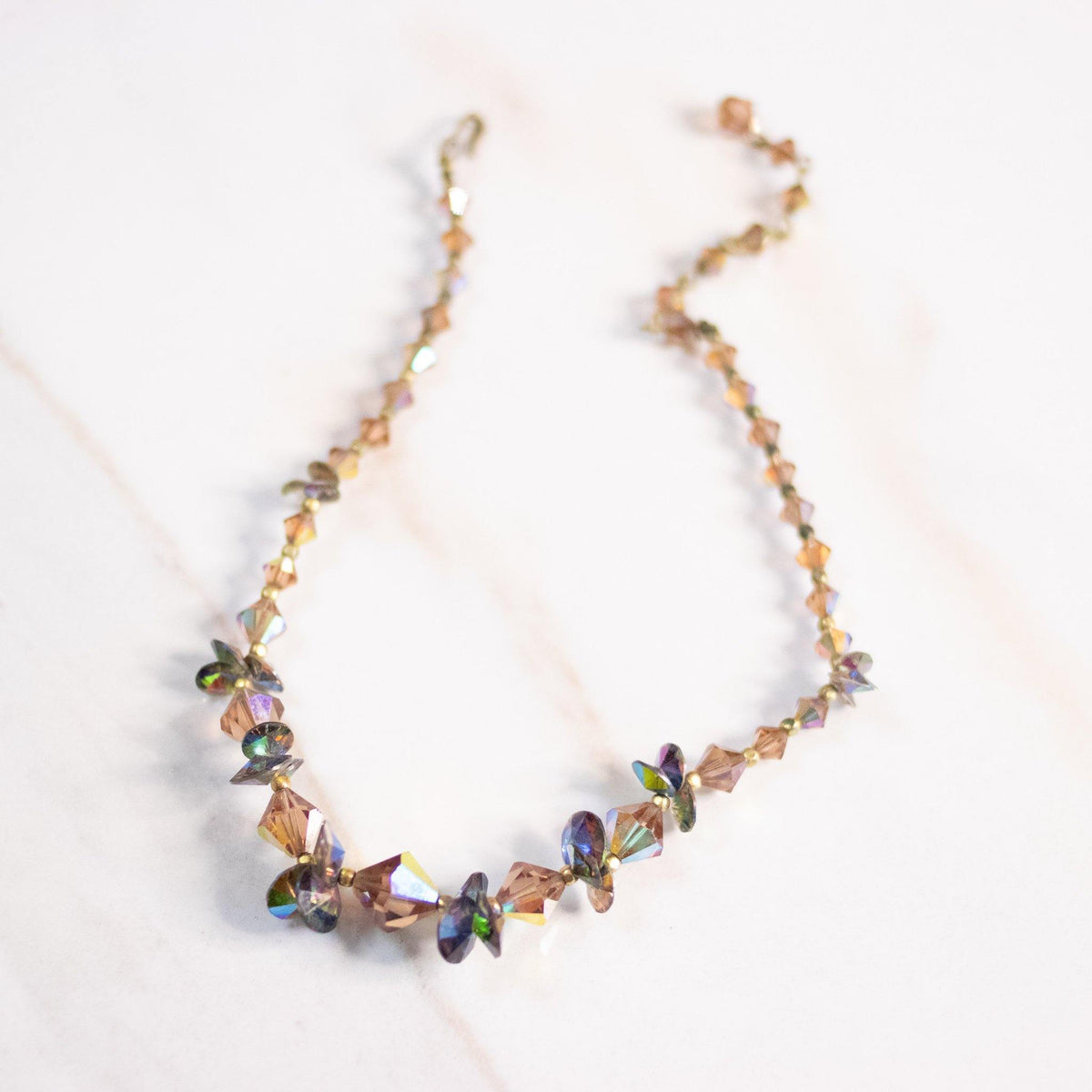 Vintage Topaz Aurora Borealis Beaded Necklace