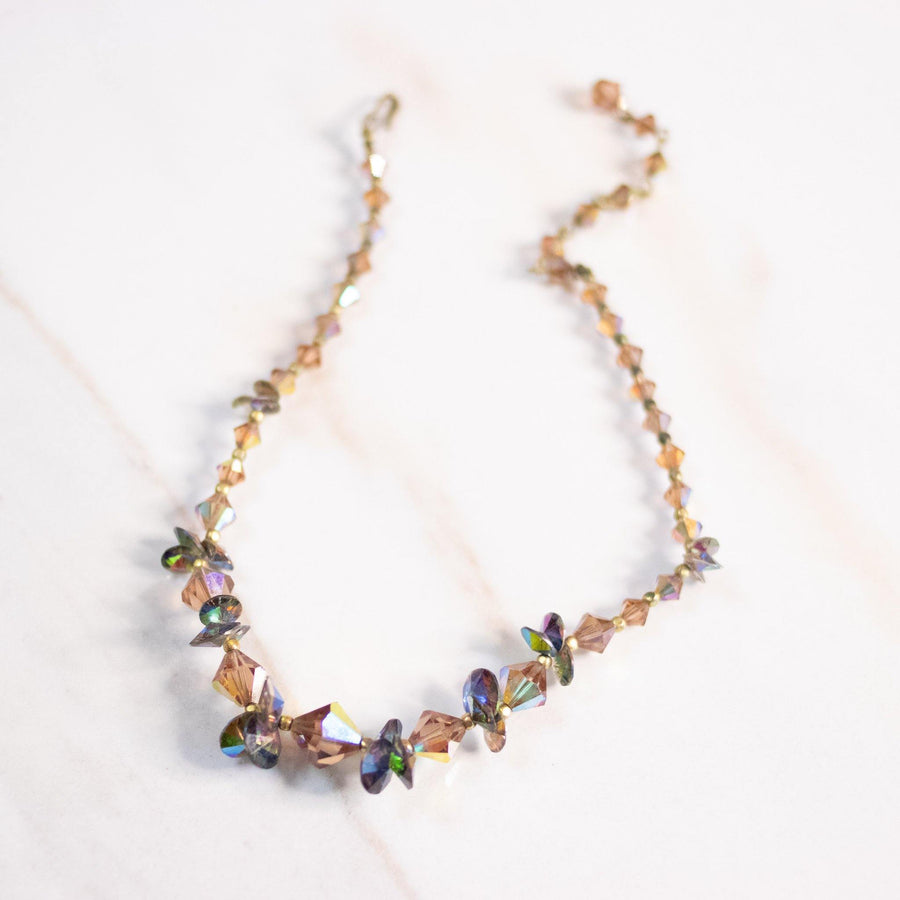 Vintage Topaz Aurora Borealis Beaded Necklace by Austria - Vintage Meet Modern Vintage Jewelry - Chicago, Illinois - #oldhollywoodglamour #vintagemeetmodern #designervintage #jewelrybox #antiquejewelry #vintagejewelry