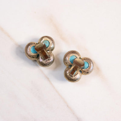 Vintage Turquoise Blue and Gold Splatter Bead Statement Earrings by Unsigned Beauty - Vintage Meet Modern Vintage Jewelry - Chicago, Illinois - #oldhollywoodglamour #vintagemeetmodern #designervintage #jewelrybox #antiquejewelry #vintagejewelry