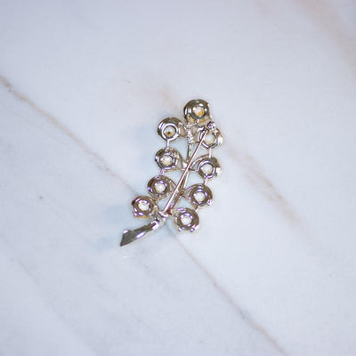 Vintage White Bead with Rhinestone Leaf Brooch by Kramer NY - Vintage Meet Modern Vintage Jewelry - Chicago, Illinois - #oldhollywoodglamour #vintagemeetmodern #designervintage #jewelrybox #antiquejewelry #vintagejewelry