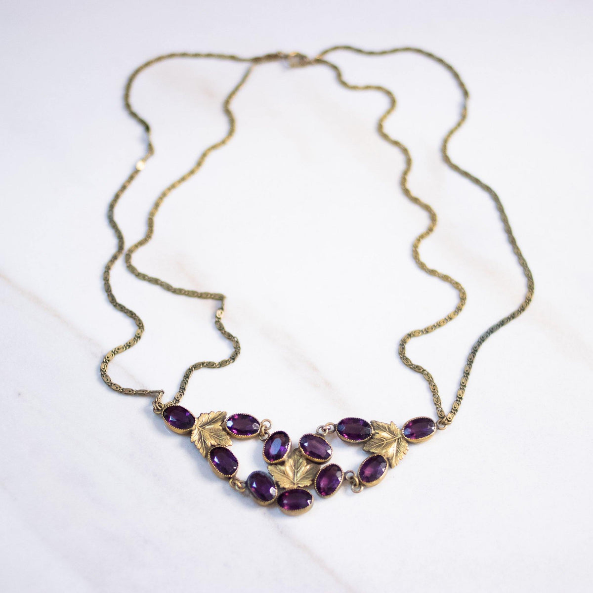 Vintage Art Nouveau Amethyst Crystal Necklace