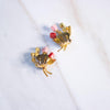 Vintage Petite Red, Pink, and Yellow Rose Earrings with Aurora Borealis Rhinestones by Made in Austria - Vintage Meet Modern Vintage Jewelry - Chicago, Illinois - #oldhollywoodglamour #vintagemeetmodern #designervintage #jewelrybox #antiquejewelry #vintagejewelry