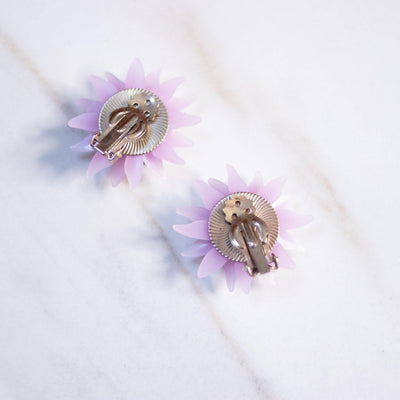 Vintage Purple Aster Statement Earrings with Rhinestones by Unsigned Beauty - Vintage Meet Modern Vintage Jewelry - Chicago, Illinois - #oldhollywoodglamour #vintagemeetmodern #designervintage #jewelrybox #antiquejewelry #vintagejewelry