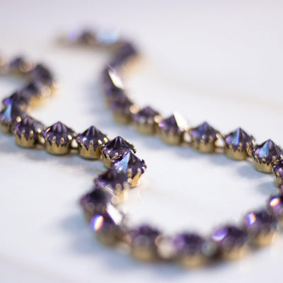 Vintage Purple Inverted Rhinestone Line Necklace by Unsigned Beauty - Vintage Meet Modern Vintage Jewelry - Chicago, Illinois - #oldhollywoodglamour #vintagemeetmodern #designervintage #jewelrybox #antiquejewelry #vintagejewelry