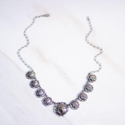 Vintage Art Nouveau Pressed Rose Necklace by Unsigned Beauty - Vintage Meet Modern Vintage Jewelry - Chicago, Illinois - #oldhollywoodglamour #vintagemeetmodern #designervintage #jewelrybox #antiquejewelry #vintagejewelry