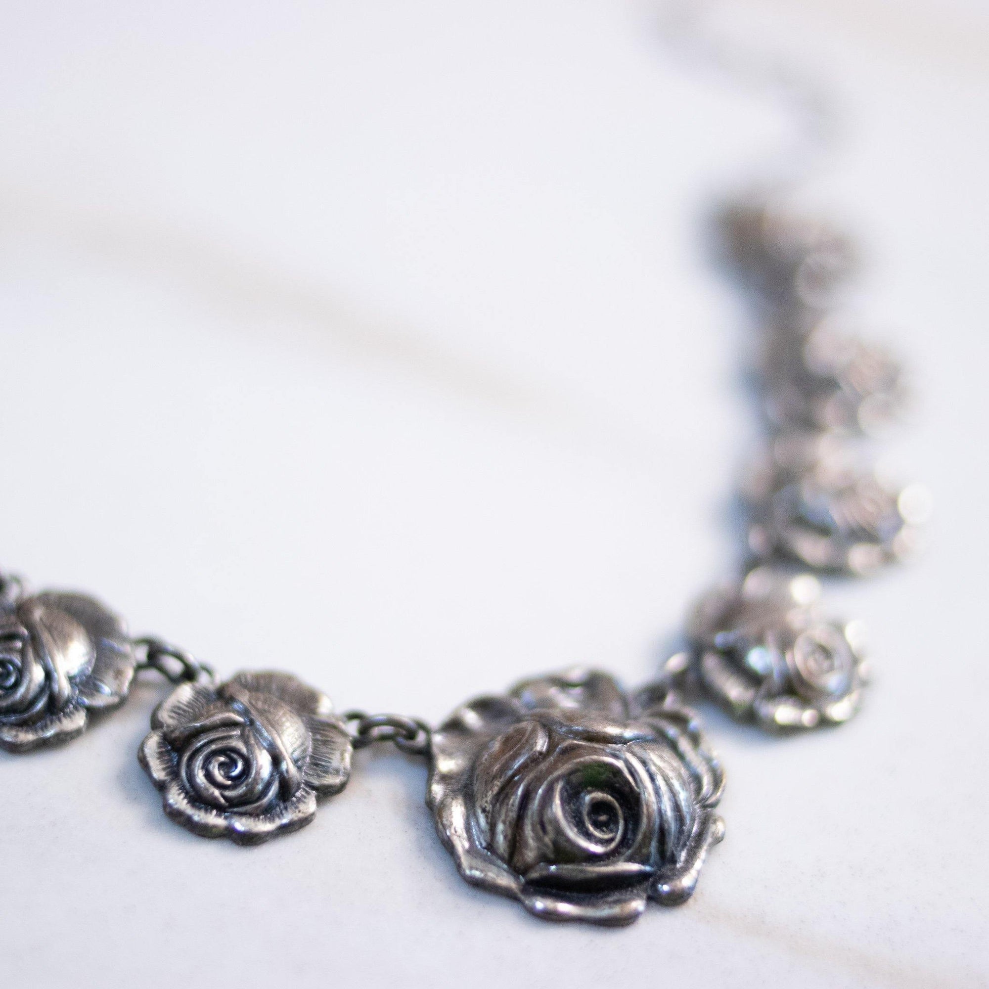 Vintage Art Nouveau Pressed Rose Necklace by Unsigned Beauty - Vintage Meet Modern Vintage Jewelry - Chicago, Illinois - #oldhollywoodglamour #vintagemeetmodern #designervintage #jewelrybox #antiquejewelry #vintagejewelry