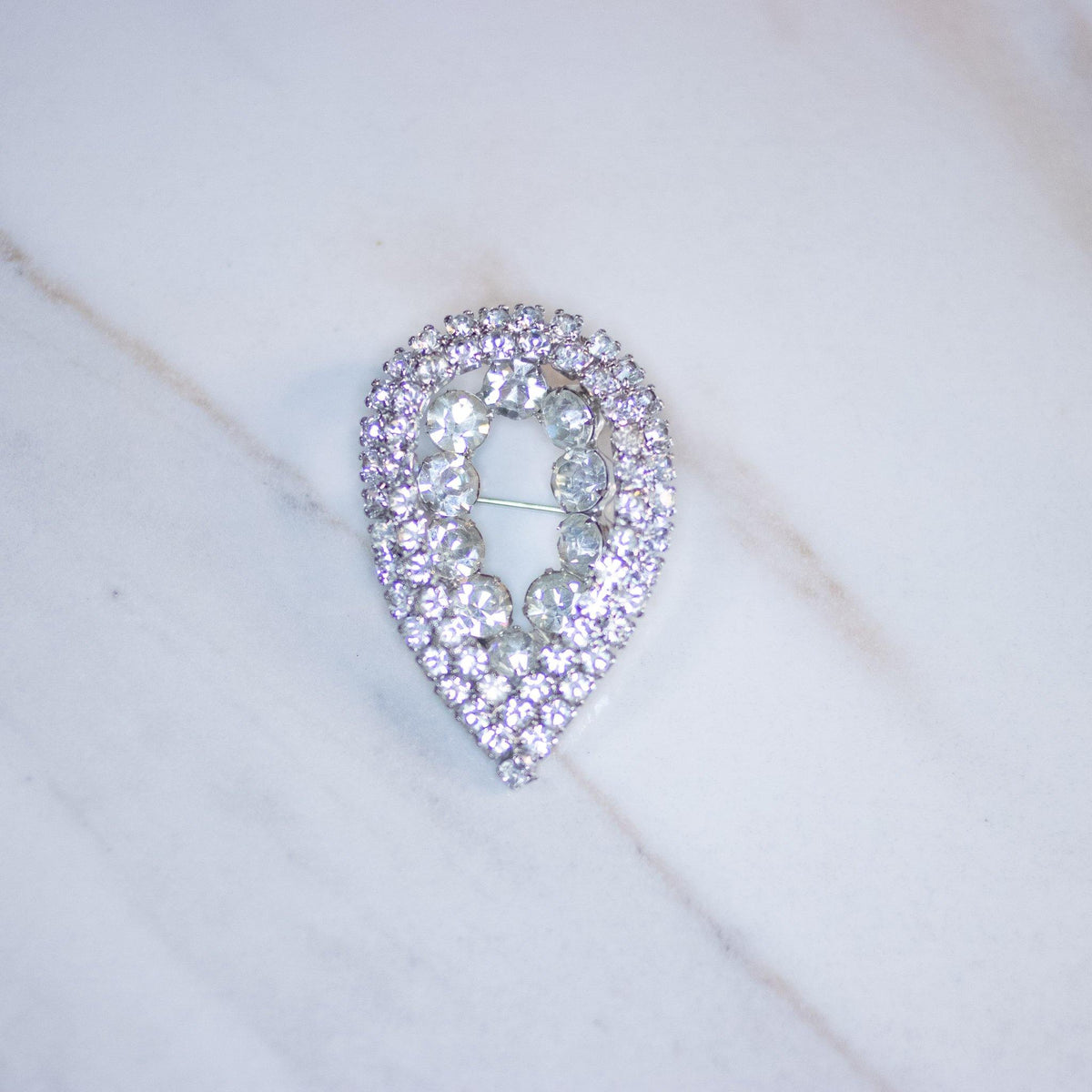 Vintage Art Deco Diamante Teardrop Brooch