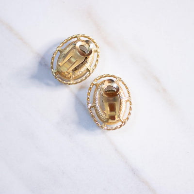 Vintage Intaglio Carved Crystal Cameo Statement Earrings by Unsigned Beauty - Vintage Meet Modern Vintage Jewelry - Chicago, Illinois - #oldhollywoodglamour #vintagemeetmodern #designervintage #jewelrybox #antiquejewelry #vintagejewelry