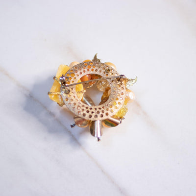 Vintage Orange Flower Rhinestone Brooch by Unsigned Beauty - Vintage Meet Modern Vintage Jewelry - Chicago, Illinois - #oldhollywoodglamour #vintagemeetmodern #designervintage #jewelrybox #antiquejewelry #vintagejewelry
