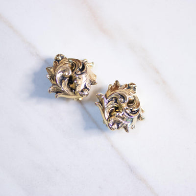 Vintage Whiting and Davis Art Nouveau Gold Leaf Statement Earrings by Whiting and Davis - Vintage Meet Modern Vintage Jewelry - Chicago, Illinois - #oldhollywoodglamour #vintagemeetmodern #designervintage #jewelrybox #antiquejewelry #vintagejewelry