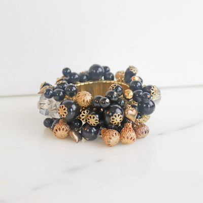 Vintage 1960s Gold and Black Cha-Cha Bracelet by Unsigned Beauty - Vintage Meet Modern Vintage Jewelry - Chicago, Illinois - #oldhollywoodglamour #vintagemeetmodern #designervintage #jewelrybox #antiquejewelry #vintagejewelry