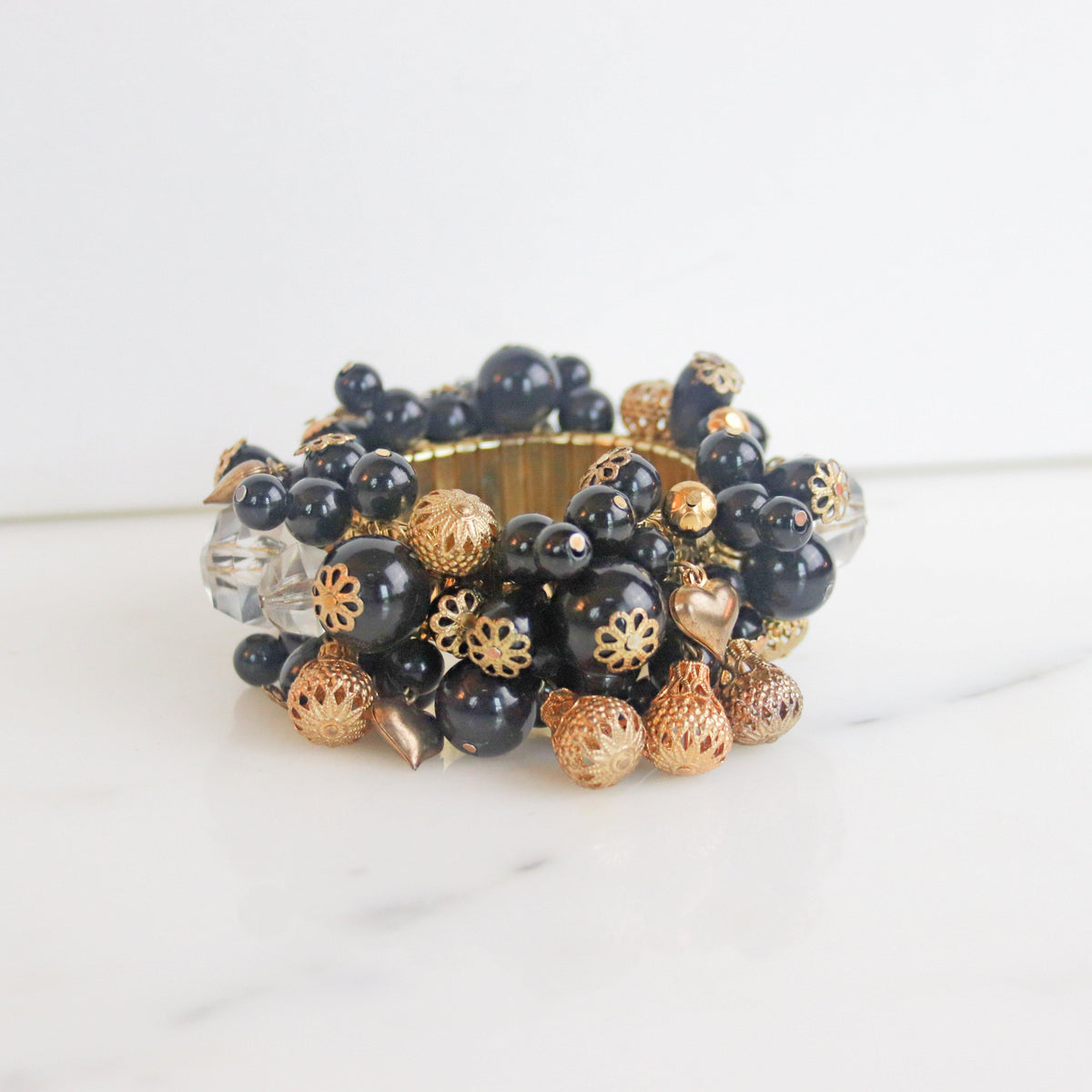 Vintage 1960s Gold and Black Cha-Cha Bracelet