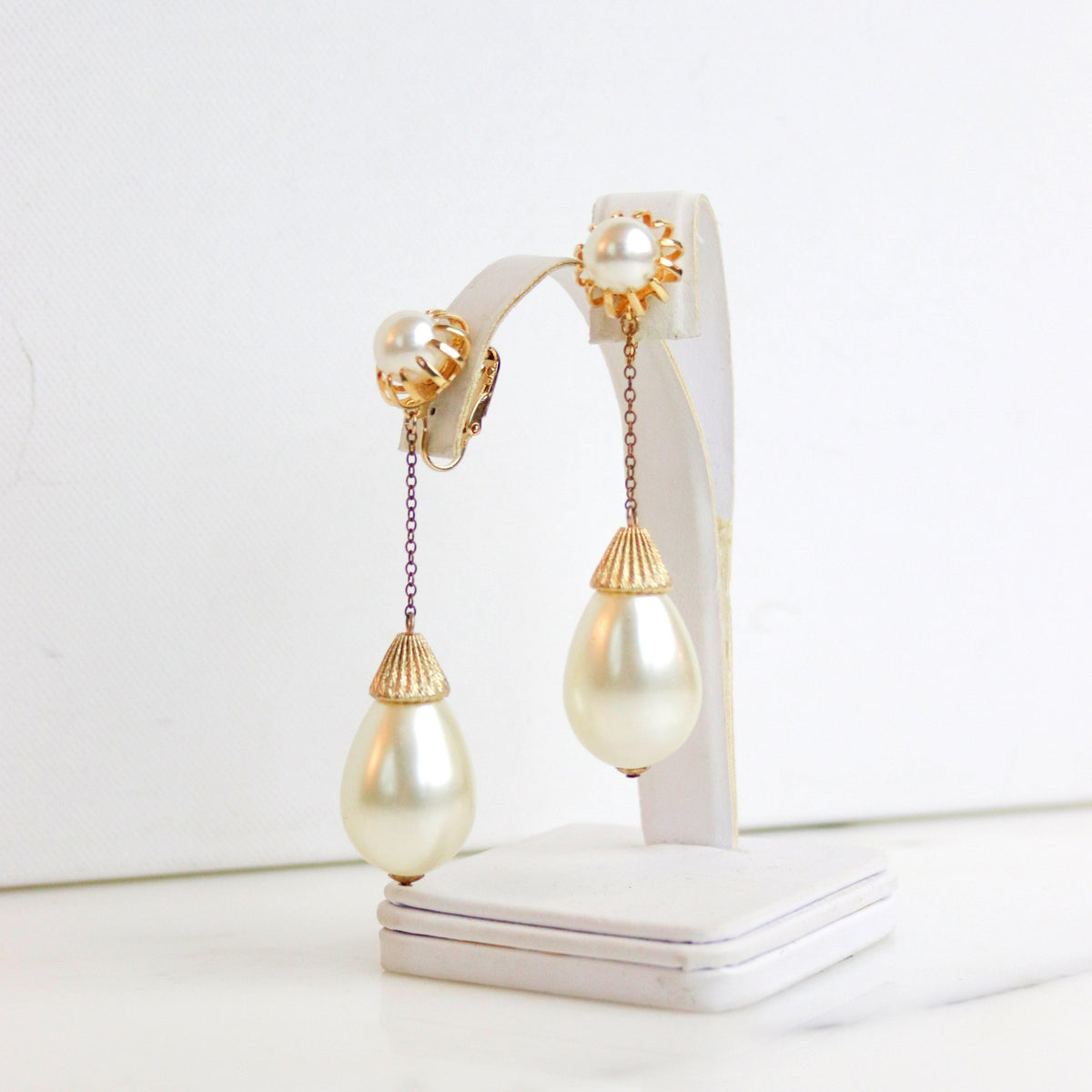 Vintage 1960s Pearl Drop Statement Earrings