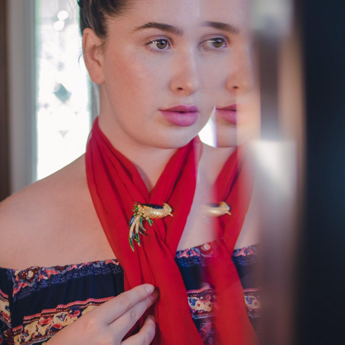 Vintage Bird Brooch with Blue Enamel and Rhinestones by Vintage Meet Modern - Vintage Meet Modern Vintage Jewelry - Chicago, Illinois - #oldhollywoodglamour #vintagemeetmodern #designervintage #jewelrybox #antiquejewelry #vintagejewelry