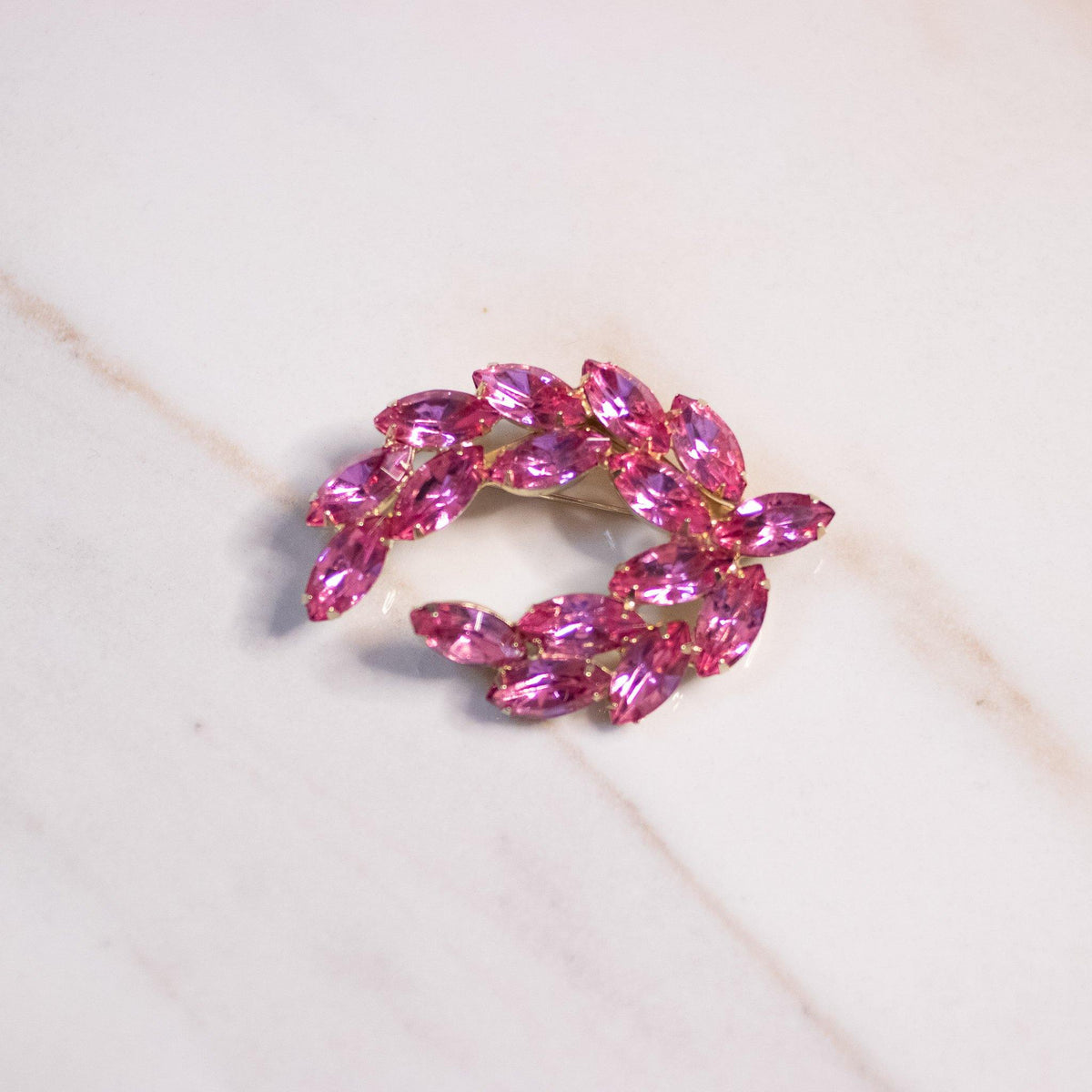 Vintage Pink Rhinestone Brooch
