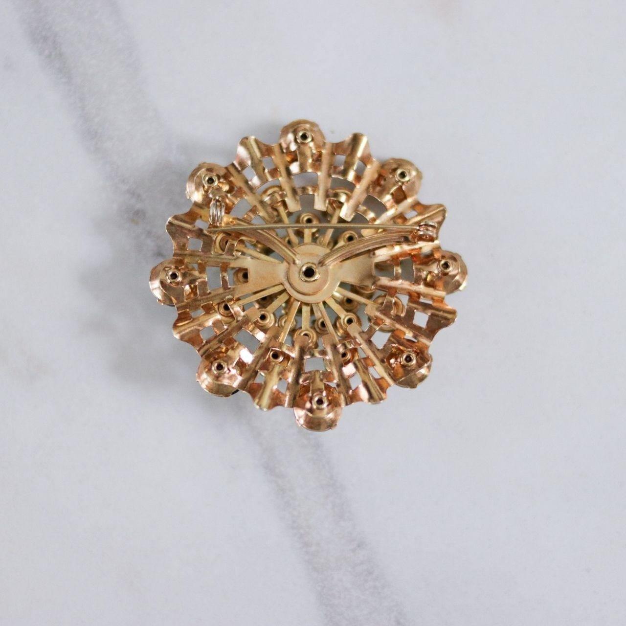 Vintage Shades of Green Rhinestone Ruffle Brooch by Unsigned Beauty - Vintage Meet Modern Vintage Jewelry - Chicago, Illinois - #oldhollywoodglamour #vintagemeetmodern #designervintage #jewelrybox #antiquejewelry #vintagejewelry