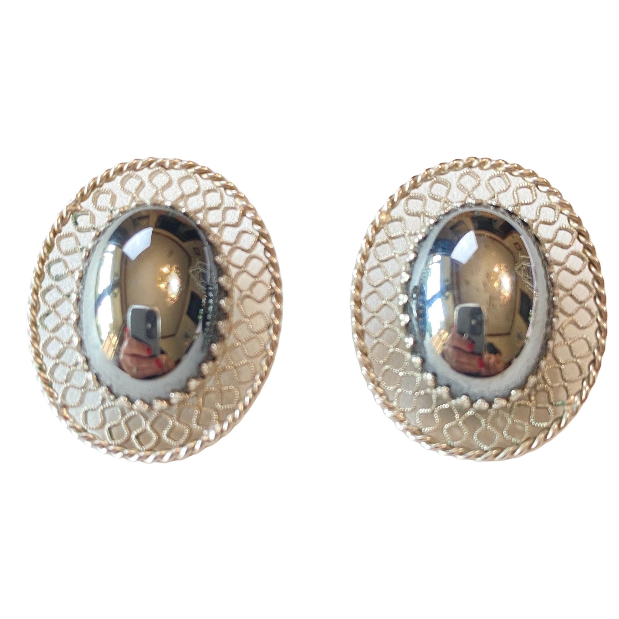 Vintage Whiting and Davis Hematite with Silver Lattice Frame Earrings & Silver Hematite Pendant Necklace Demi Parure Set by Whiting and Davis - Vintage Meet Modern Vintage Jewelry - Chicago, Illinois - #oldhollywoodglamour #vintagemeetmodern #designervintage #jewelrybox #antiquejewelry #vintagejewelry