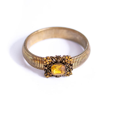 Vintage Coro Gold Expansion Bracelet with Amber Rhinestones by Coro - Vintage Meet Modern Vintage Jewelry - Chicago, Illinois - #oldhollywoodglamour #vintagemeetmodern #designervintage #jewelrybox #antiquejewelry #vintagejewelry