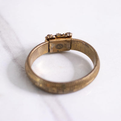 Vintage Coro Gold Expansion Bracelet with Amber Rhinestones by Coro - Vintage Meet Modern Vintage Jewelry - Chicago, Illinois - #oldhollywoodglamour #vintagemeetmodern #designervintage #jewelrybox #antiquejewelry #vintagejewelry
