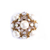 Vintage Large Domed Pearl Brooch with Rhinestones and Aurora Borealis Cabochons by Unsigned Beauty - Vintage Meet Modern Vintage Jewelry - Chicago, Illinois - #oldhollywoodglamour #vintagemeetmodern #designervintage #jewelrybox #antiquejewelry #vintagejewelry