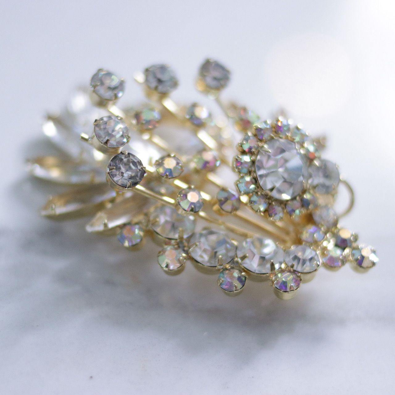 Vintage Juliana Crystal and Rhinestone Spray Style Brooch by Juliana - Vintage Meet Modern Vintage Jewelry - Chicago, Illinois - #oldhollywoodglamour #vintagemeetmodern #designervintage #jewelrybox #antiquejewelry #vintagejewelry