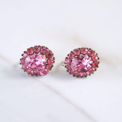 Vintage Pink Rhinestone Princess Style Statement Earrings by Unsigned Beauty - Vintage Meet Modern Vintage Jewelry - Chicago, Illinois - #oldhollywoodglamour #vintagemeetmodern #designervintage #jewelrybox #antiquejewelry #vintagejewelry
