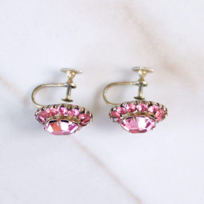 Vintage Pink Rhinestone Princess Style Statement Earrings by Unsigned Beauty - Vintage Meet Modern Vintage Jewelry - Chicago, Illinois - #oldhollywoodglamour #vintagemeetmodern #designervintage #jewelrybox #antiquejewelry #vintagejewelry