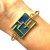 Vintage Geometric Blue Green Glass Bracelet by Unsigned Beauty - Vintage Meet Modern Vintage Jewelry - Chicago, Illinois - #oldhollywoodglamour #vintagemeetmodern #designervintage #jewelrybox #antiquejewelry #vintagejewelry