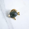 Vintage Crown Trifari Green Glass and Gold Tone Fish Brooch by Crown Trifari - Vintage Meet Modern Vintage Jewelry - Chicago, Illinois - #oldhollywoodglamour #vintagemeetmodern #designervintage #jewelrybox #antiquejewelry #vintagejewelry