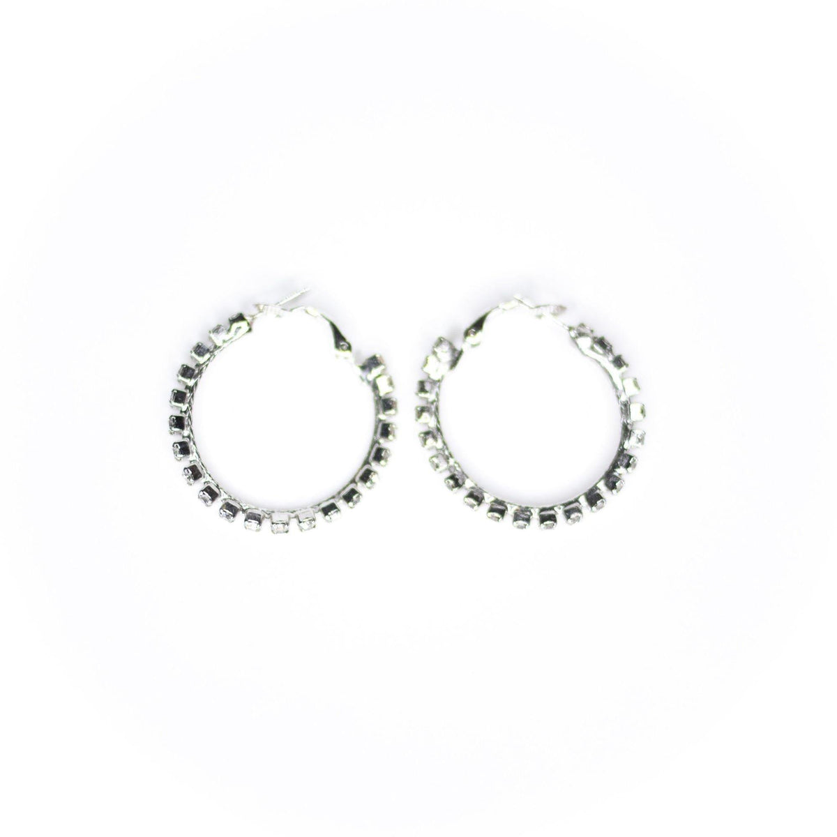 Vintage Rhinestone Hoop Statement Earrings