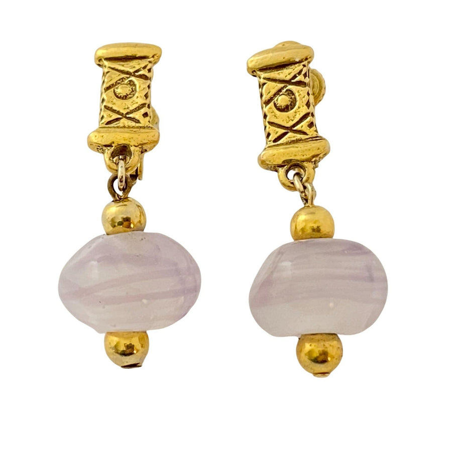 Vintage Amethyst Glass Statement Earrings by Unsigned Beauty - Vintage Meet Modern Vintage Jewelry - Chicago, Illinois - #oldhollywoodglamour #vintagemeetmodern #designervintage #jewelrybox #antiquejewelry #vintagejewelry