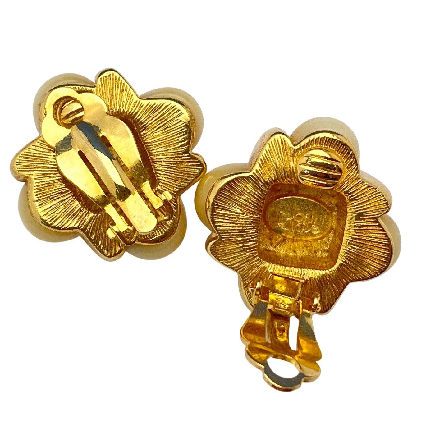 Joan Rivers Cream and Garnet Lucite Cabochon Earrings by Joan Rivers - Vintage Meet Modern Vintage Jewelry - Chicago, Illinois - #oldhollywoodglamour #vintagemeetmodern #designervintage #jewelrybox #antiquejewelry #vintagejewelry