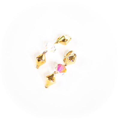 Vintage Swarovski Gold and Aurora Borealis Dangling Statement Earrings by Swarovski - Vintage Meet Modern Vintage Jewelry - Chicago, Illinois - #oldhollywoodglamour #vintagemeetmodern #designervintage #jewelrybox #antiquejewelry #vintagejewelry