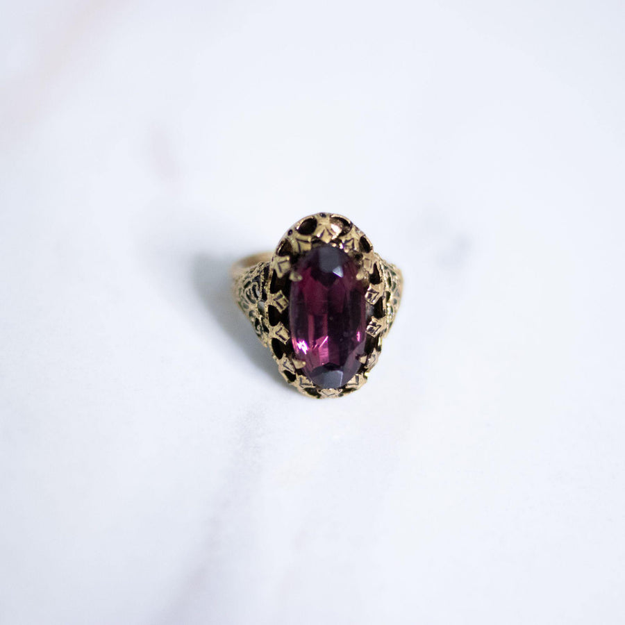 Vintage Purple Crystal Statement Ring by Unsigned West Germany - Vintage Meet Modern Vintage Jewelry - Chicago, Illinois - #oldhollywoodglamour #vintagemeetmodern #designervintage #jewelrybox #antiquejewelry #vintagejewelry
