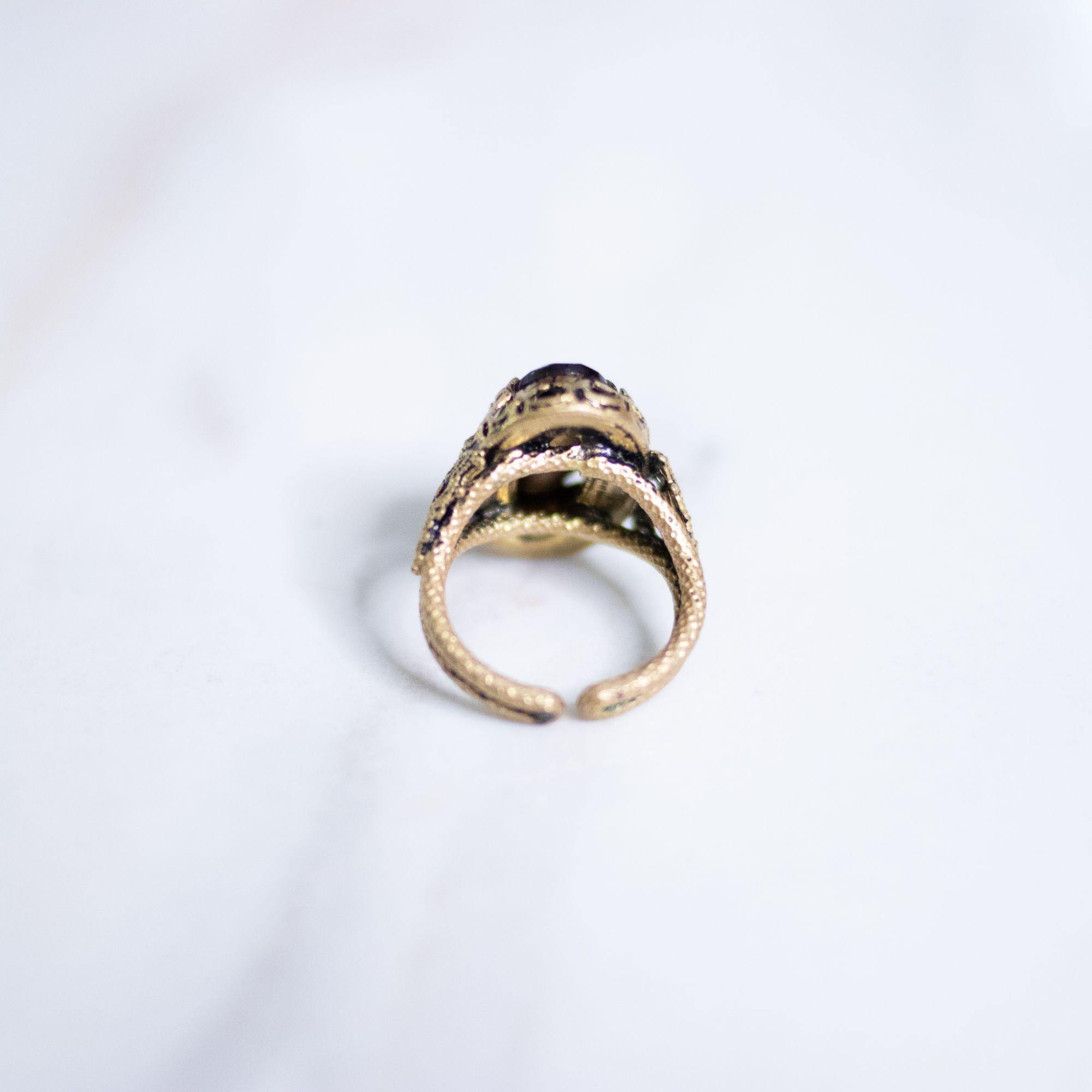 Vintage Purple Crystal Statement Ring by Unsigned West Germany - Vintage Meet Modern Vintage Jewelry - Chicago, Illinois - #oldhollywoodglamour #vintagemeetmodern #designervintage #jewelrybox #antiquejewelry #vintagejewelry