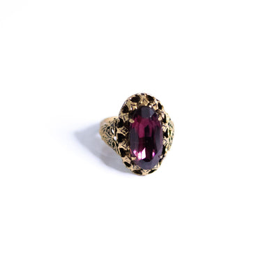 Vintage Purple Crystal Statement Ring by Unsigned West Germany - Vintage Meet Modern Vintage Jewelry - Chicago, Illinois - #oldhollywoodglamour #vintagemeetmodern #designervintage #jewelrybox #antiquejewelry #vintagejewelry