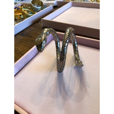 Vintage Unsigned Whiting and Davis Silver Snake Mesh Coil Bracelet by Whiting and Davis - Vintage Meet Modern Vintage Jewelry - Chicago, Illinois - #oldhollywoodglamour #vintagemeetmodern #designervintage #jewelrybox #antiquejewelry #vintagejewelry