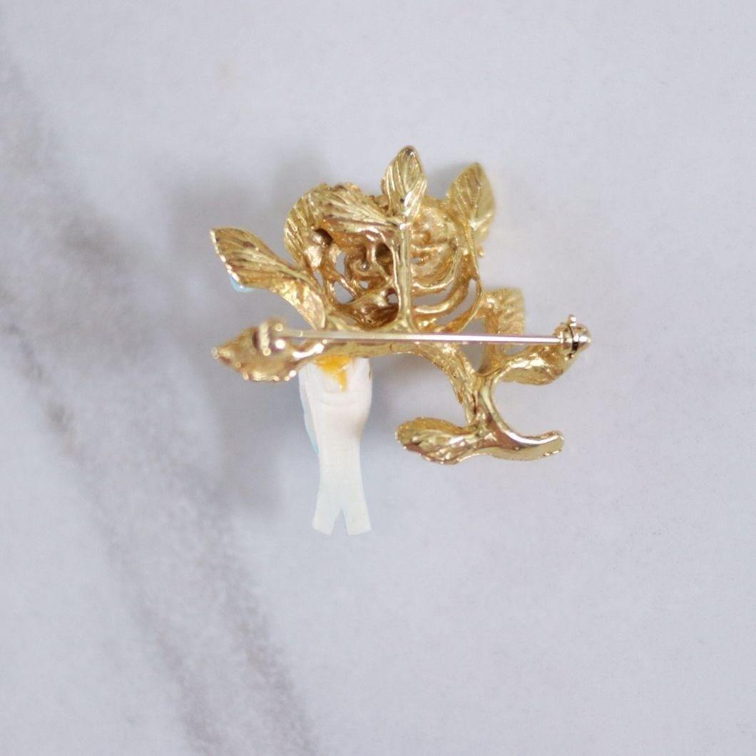 Vintage Blue Bird in Nest Brooch with Faux Pearl and Turquoise by Unsigned Beauty - Vintage Meet Modern Vintage Jewelry - Chicago, Illinois - #oldhollywoodglamour #vintagemeetmodern #designervintage #jewelrybox #antiquejewelry #vintagejewelry