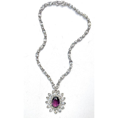 Vintage Purple and Diamante Rhinestone Necklace by Unsigned Beauty - Vintage Meet Modern Vintage Jewelry - Chicago, Illinois - #oldhollywoodglamour #vintagemeetmodern #designervintage #jewelrybox #antiquejewelry #vintagejewelry