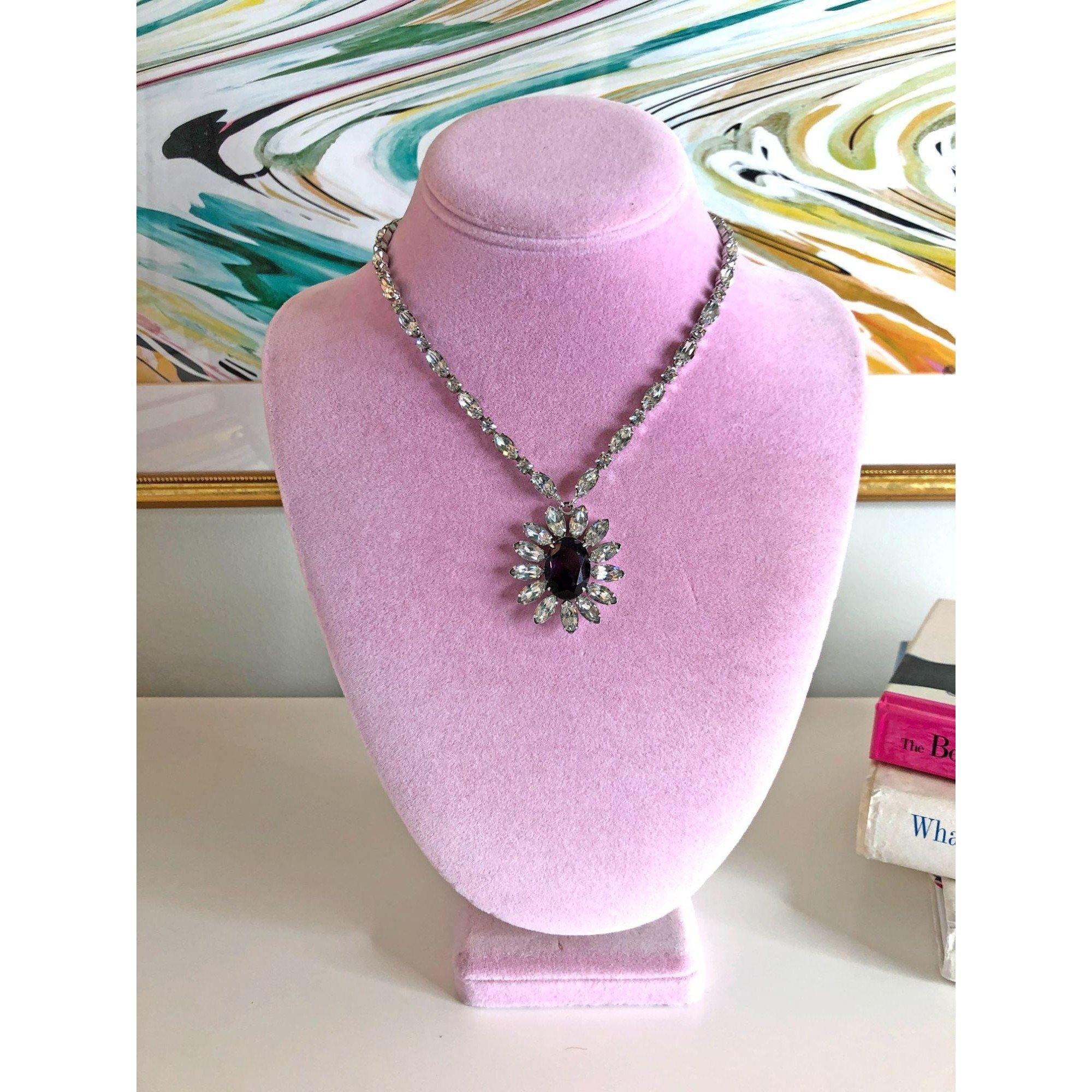 Vintage Purple and Diamante Rhinestone Necklace by Unsigned Beauty - Vintage Meet Modern Vintage Jewelry - Chicago, Illinois - #oldhollywoodglamour #vintagemeetmodern #designervintage #jewelrybox #antiquejewelry #vintagejewelry