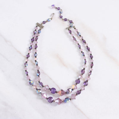 Vintage Purple Aurora Borealis Double Strand Crystal Necklace by Austria - Vintage Meet Modern Vintage Jewelry - Chicago, Illinois - #oldhollywoodglamour #vintagemeetmodern #designervintage #jewelrybox #antiquejewelry #vintagejewelry