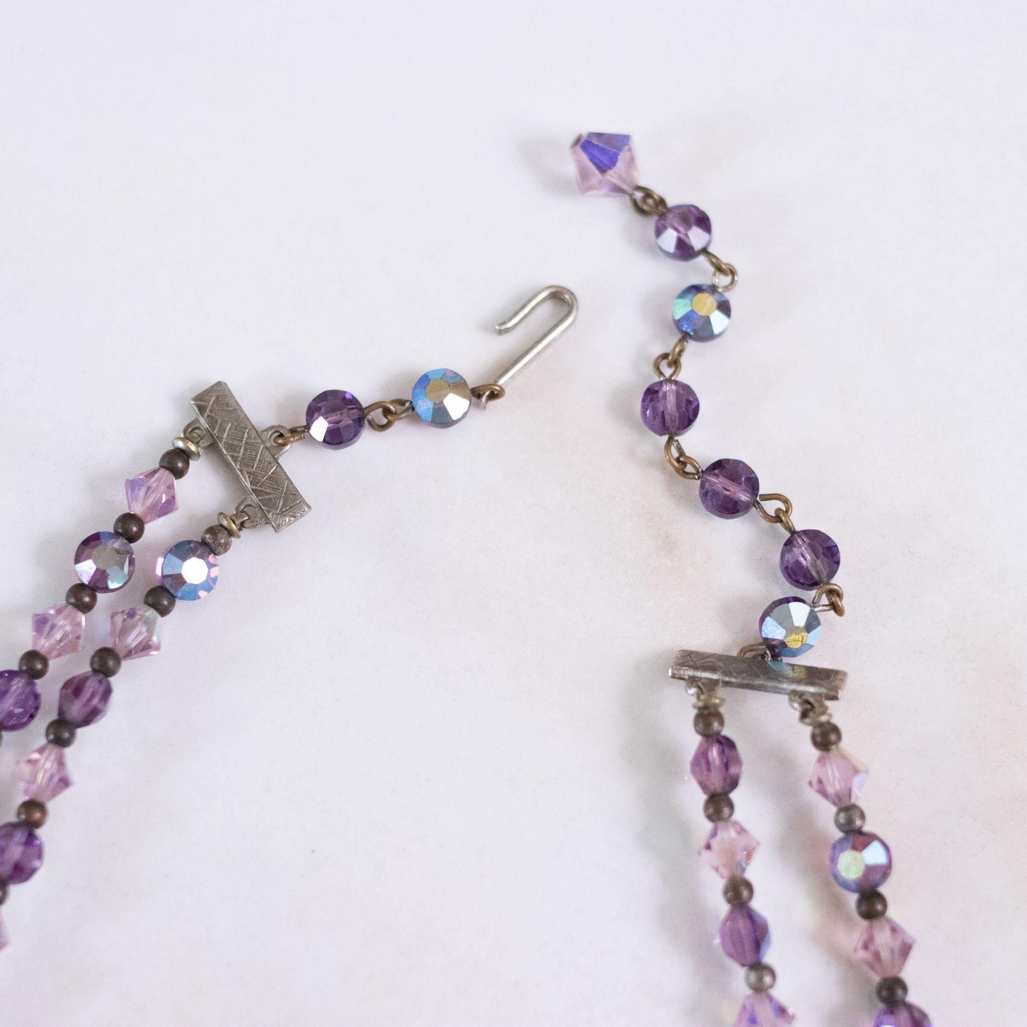 Vintage Purple Aurora Borealis Double Strand Crystal Necklace by Austria - Vintage Meet Modern Vintage Jewelry - Chicago, Illinois - #oldhollywoodglamour #vintagemeetmodern #designervintage #jewelrybox #antiquejewelry #vintagejewelry