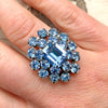 Vintage Blue Rhinestone Cocktail Statement Ring by Patent Pending - Vintage Meet Modern Vintage Jewelry - Chicago, Illinois - #oldhollywoodglamour #vintagemeetmodern #designervintage #jewelrybox #antiquejewelry #vintagejewelry