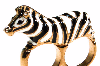 Zebra Statement Ring by 1980s - Vintage Meet Modern Vintage Jewelry - Chicago, Illinois - #oldhollywoodglamour #vintagemeetmodern #designervintage #jewelrybox #antiquejewelry #vintagejewelry