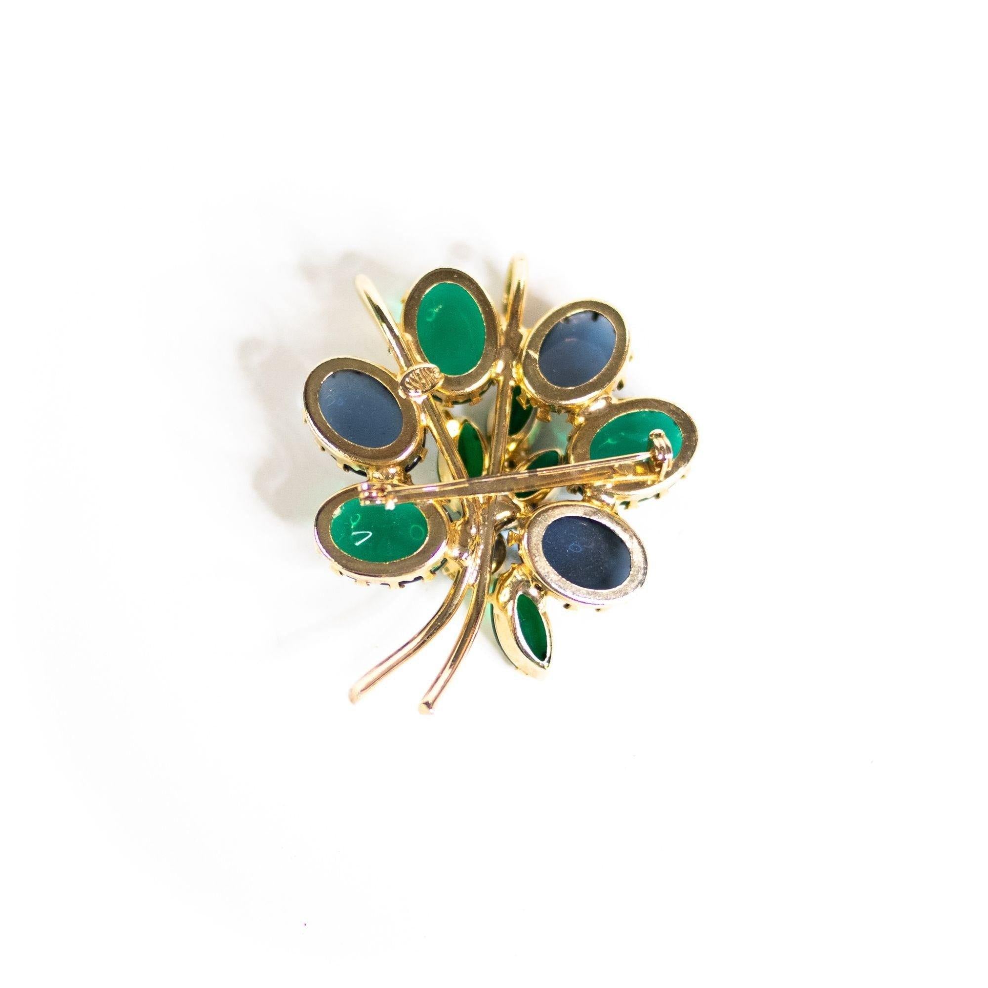 Vintage Weiss Blue and Green Cabochon Crystal Brooch by Weiss - Vintage Meet Modern Vintage Jewelry - Chicago, Illinois - #oldhollywoodglamour #vintagemeetmodern #designervintage #jewelrybox #antiquejewelry #vintagejewelry