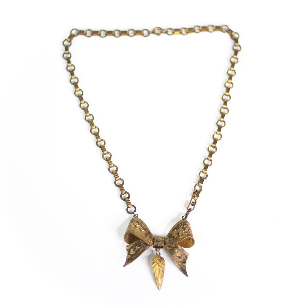 Vintage Art Deco Era Czech Bow Brooch Necklace