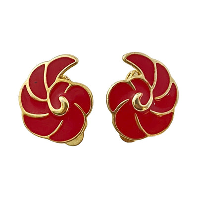 Vintage Red and Gold Shell Earrings by Unsigned Beauty - Vintage Meet Modern Vintage Jewelry - Chicago, Illinois - #oldhollywoodglamour #vintagemeetmodern #designervintage #jewelrybox #antiquejewelry #vintagejewelry